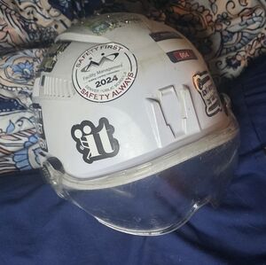 White Safety Hard Hat with Clear Visor - Brand: